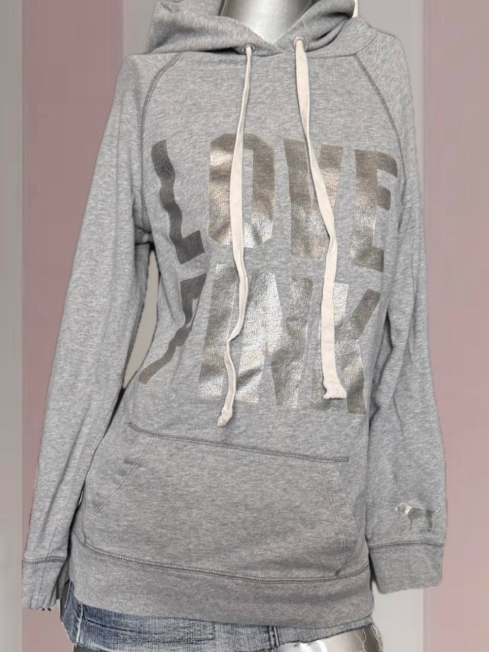 PINK VS Vintage Y2K Grey Hoodie